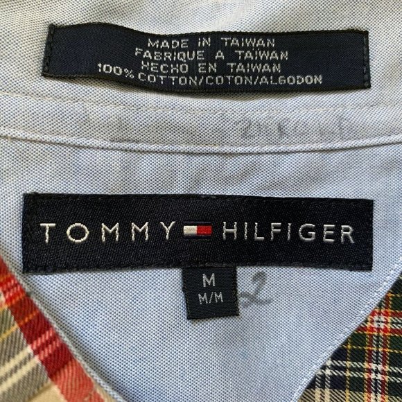Tommy Hilfiger Button Up Shirt Men Medium Tan Red Plaid Flip Cuff - Picture 11 of 11